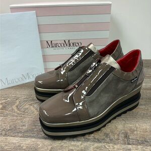 Marco Moreo Penelope Platform Loafers Taupe Patent & Suede – EU 41 – New in Box